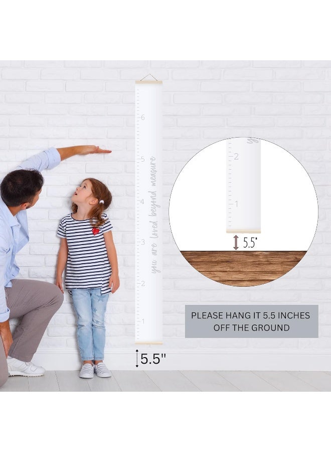 Morxy Canvas Growth Chart for Kids - Unisex Kids Room Wall Decor - Measuring Height Chart- Wall Tape with Height Chart for Kids (Canvas, Loved Beyond Measure- White) - Image 3